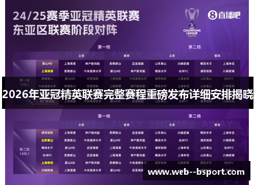 2026年亚冠精英联赛完整赛程重磅发布详细安排揭晓 2026年亚冠精英联赛完整赛程重磅发布详细安排揭晓